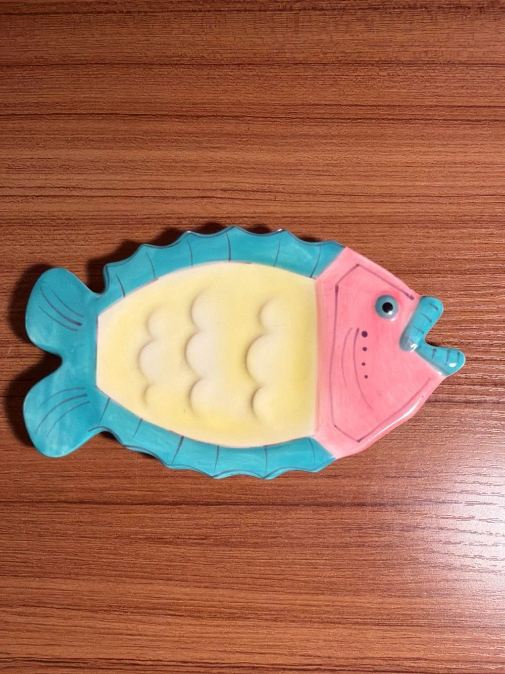 VTG Pier 1 Hand Painted Fish Shaped Soap Trinket Dish Beach Ocean Nautical